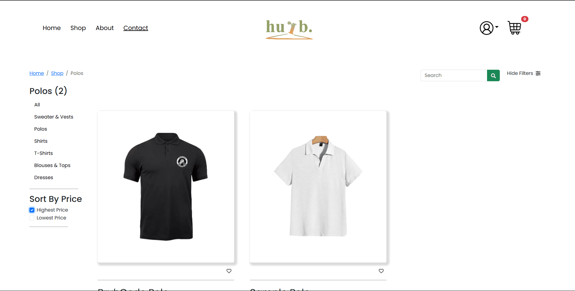 Hurb storefront home page